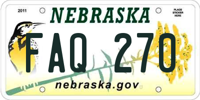 NE license plate FAQ270