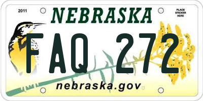 NE license plate FAQ272