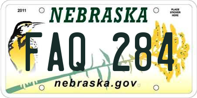 NE license plate FAQ284