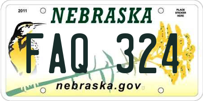 NE license plate FAQ324