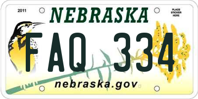 NE license plate FAQ334