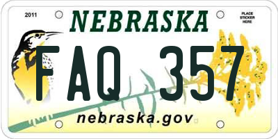 NE license plate FAQ357