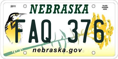 NE license plate FAQ376