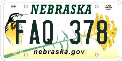 NE license plate FAQ378