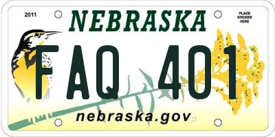 NE license plate FAQ401