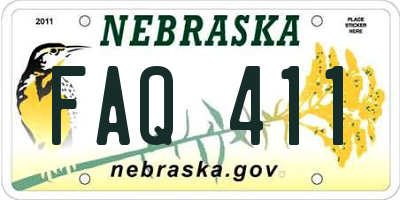 NE license plate FAQ411