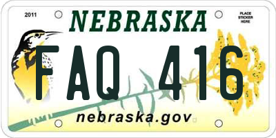 NE license plate FAQ416