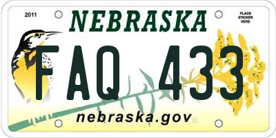 NE license plate FAQ433