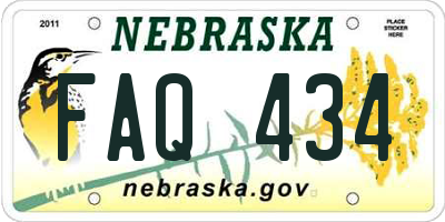 NE license plate FAQ434