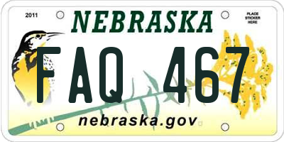 NE license plate FAQ467
