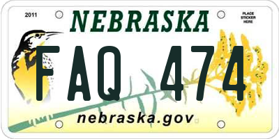 NE license plate FAQ474