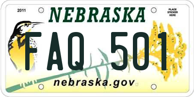 NE license plate FAQ501