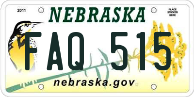 NE license plate FAQ515
