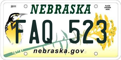 NE license plate FAQ523