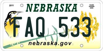 NE license plate FAQ533