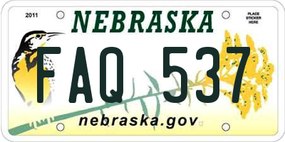 NE license plate FAQ537