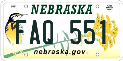 NE license plate FAQ551