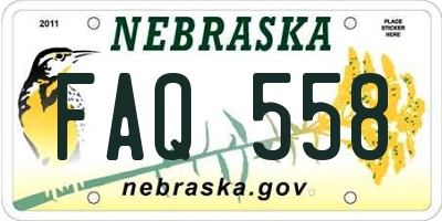 NE license plate FAQ558