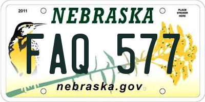 NE license plate FAQ577