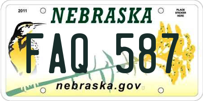 NE license plate FAQ587