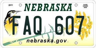 NE license plate FAQ607