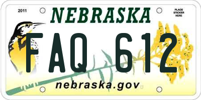 NE license plate FAQ612