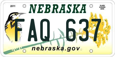 NE license plate FAQ637