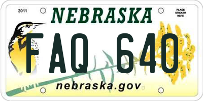 NE license plate FAQ640