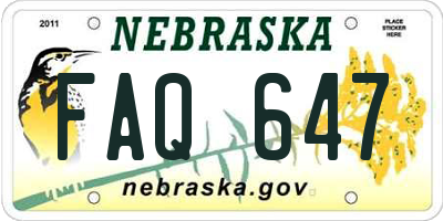 NE license plate FAQ647