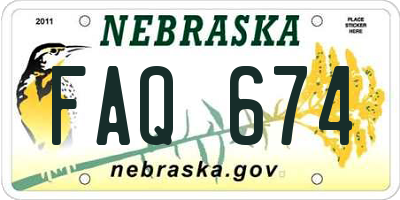 NE license plate FAQ674