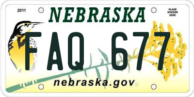 NE license plate FAQ677
