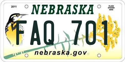 NE license plate FAQ701