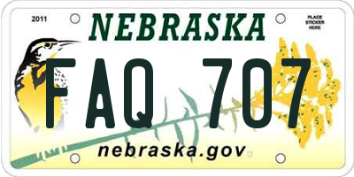 NE license plate FAQ707