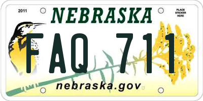 NE license plate FAQ711