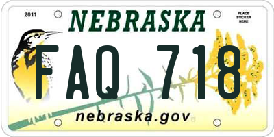 NE license plate FAQ718