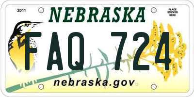 NE license plate FAQ724