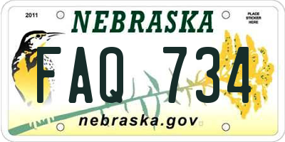 NE license plate FAQ734