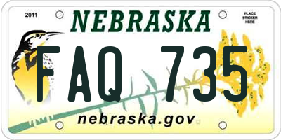 NE license plate FAQ735