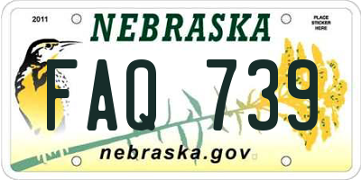 NE license plate FAQ739