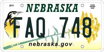 NE license plate FAQ748
