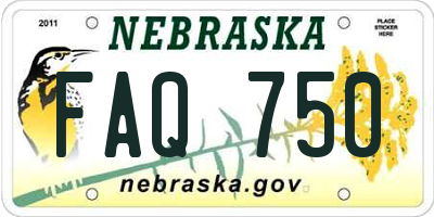 NE license plate FAQ750