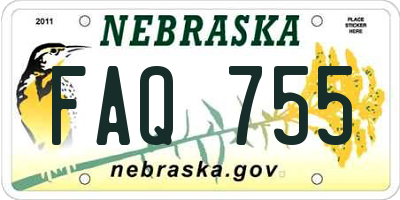 NE license plate FAQ755