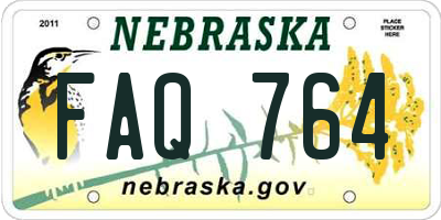 NE license plate FAQ764