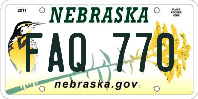 NE license plate FAQ770