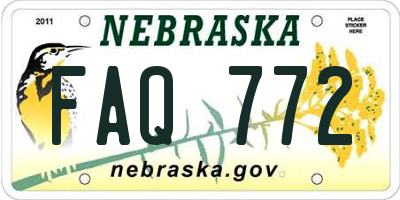 NE license plate FAQ772