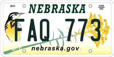 NE license plate FAQ773
