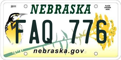 NE license plate FAQ776