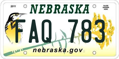 NE license plate FAQ783