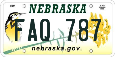 NE license plate FAQ787