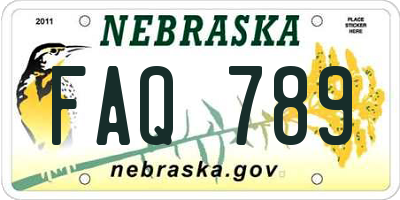NE license plate FAQ789